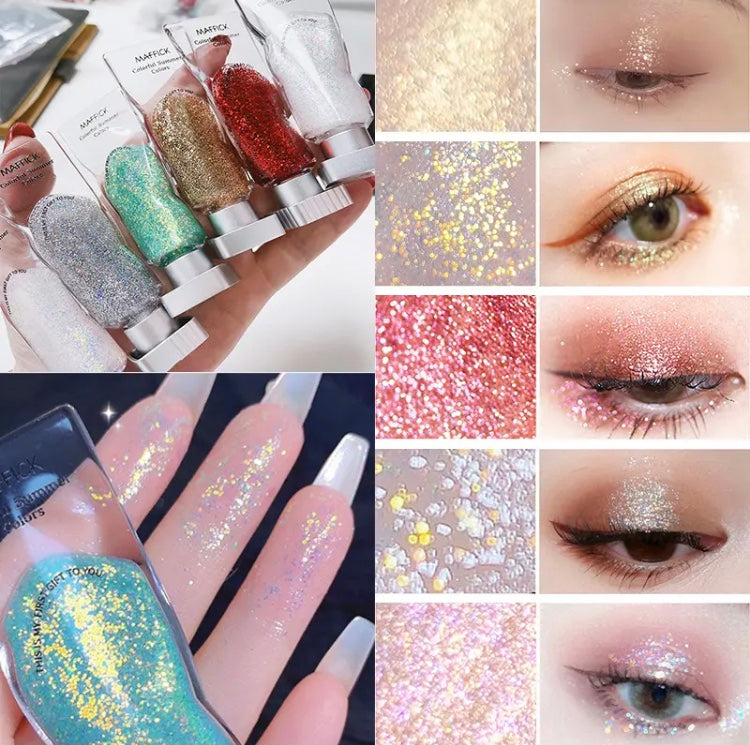 Set Of 6 Diamond Glitter Eyeshadow, Maffick Ice Cube Liquid Glitter, Brightening Colour Highlighter Eyeshadow Set Of 6 Diamond Glitter Eyeshadow, Maffick Ice Cube Liquid Glitter, Brightening Colour Highlighter Eyeshadow